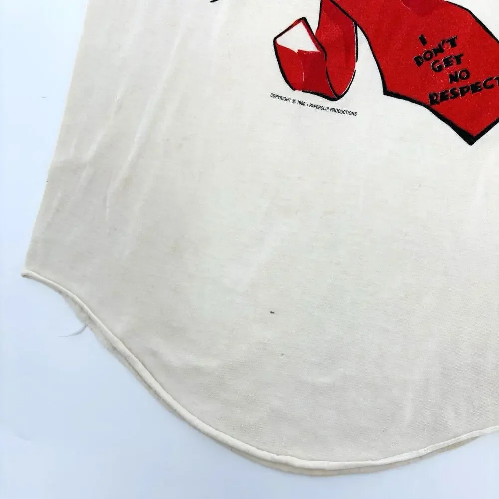 Vintage Rodney Dangerfield No Respect T Shirt Medium White Black Ragland 1980 - Picture 5 of 14